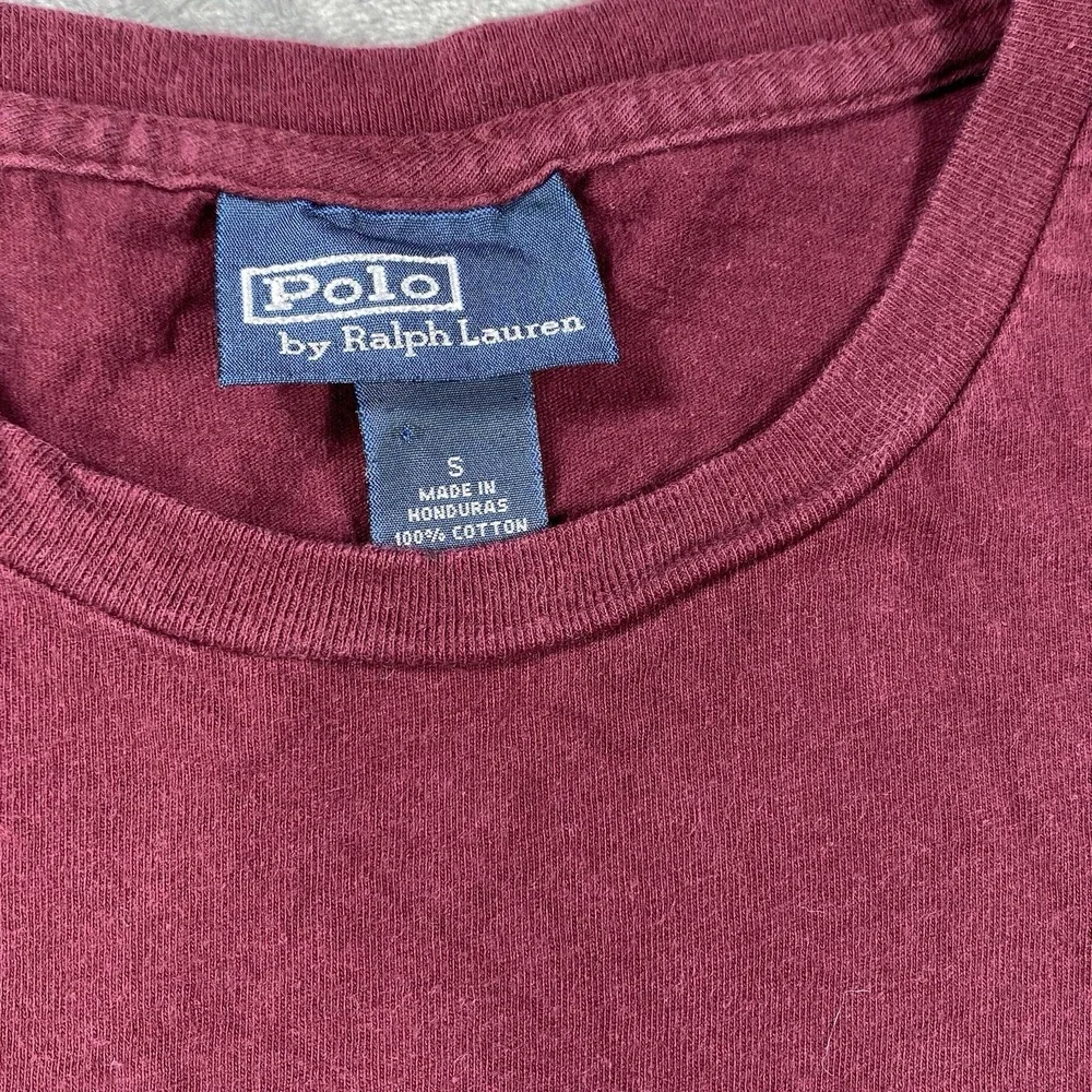 Vintage‎ Polo Ralph Lauren T Shirt Small Mens  Red Wine Casual All Cotton Crew